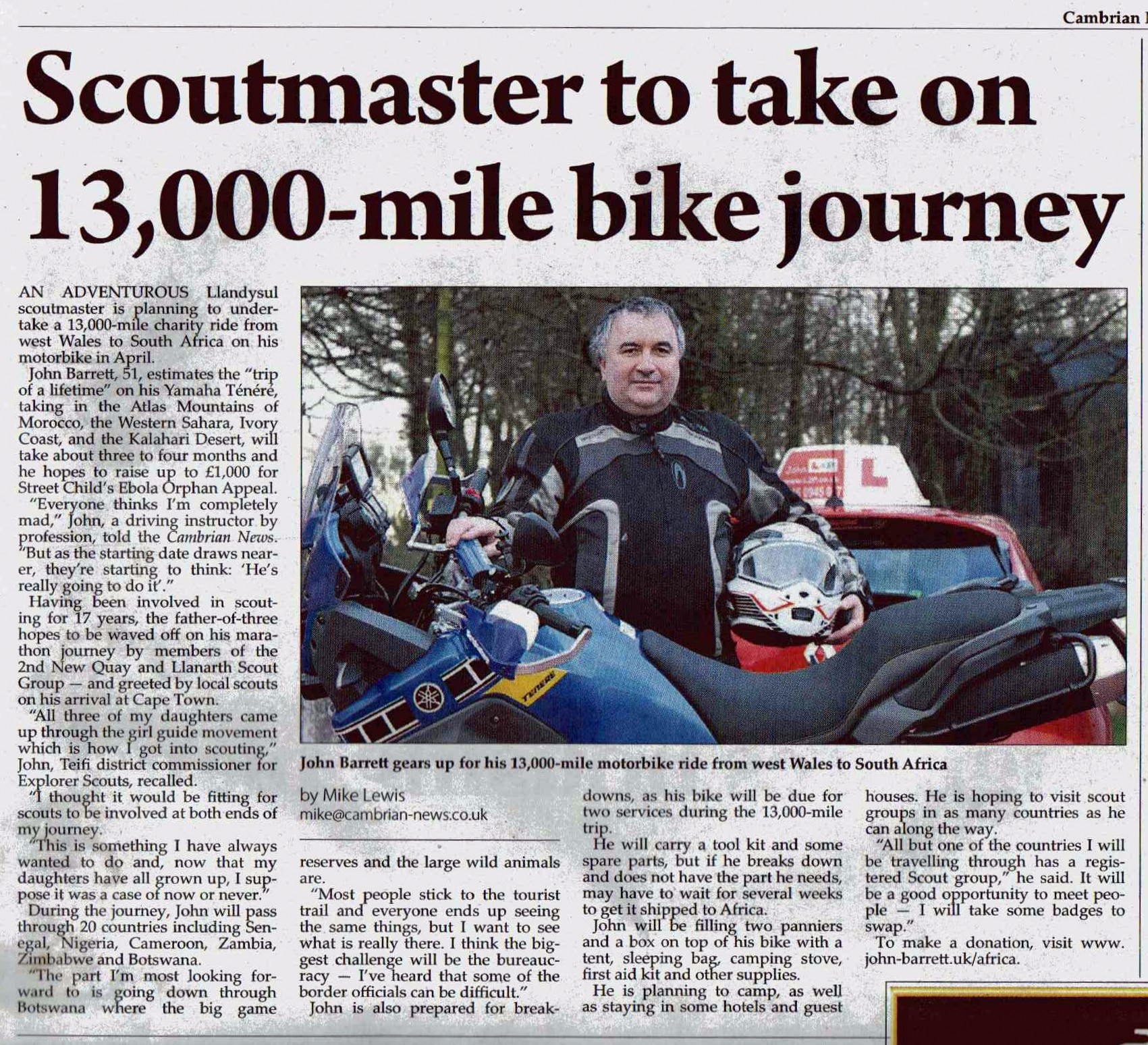 Article in Cambrian News